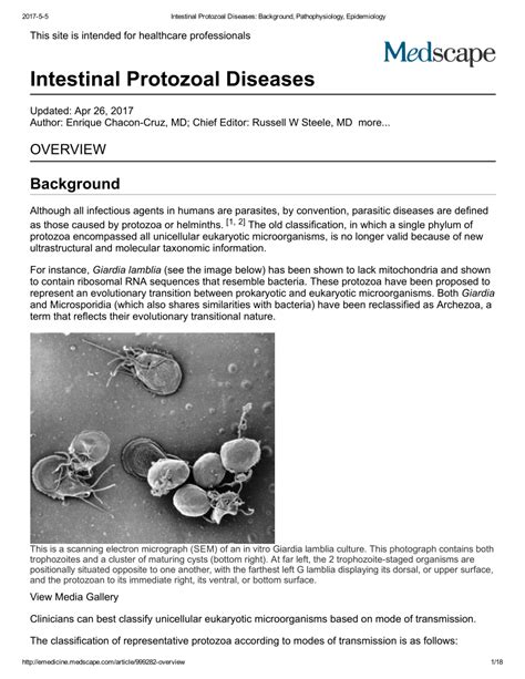 Classification Des Parasites Intestinaux