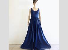 Navy Blue Prom Dress.Long Evening by lynamobley2012 on Etsy