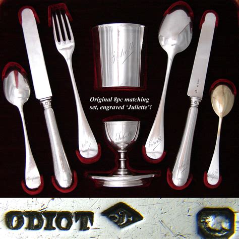 antique odiot hallmarked sterling silver 8pc breakfast set