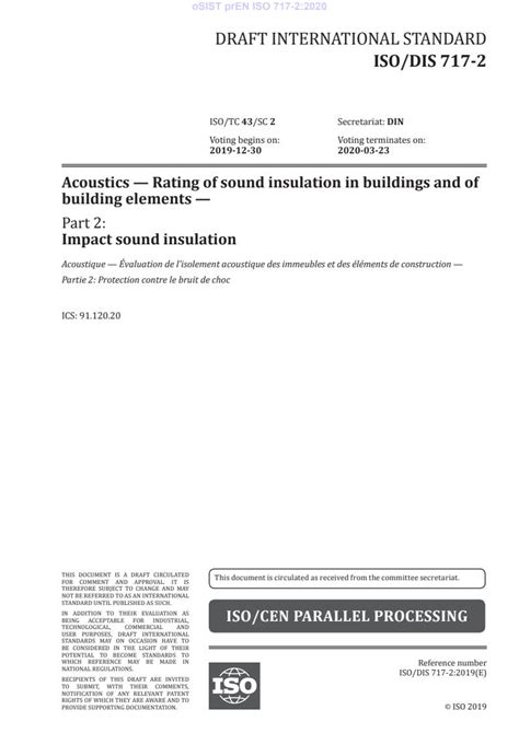 pren iso   acoustics rating  sound insulation  buildings   building elements