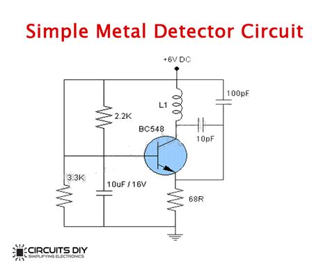 simple metal detector circuit  bc transistor