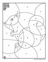 Number Color Coloring Squirrel Animal Pages Preschool sketch template