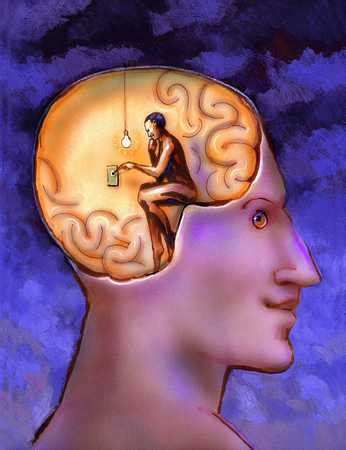 stock illustration person sitting   persons brain