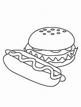 Hamburger Colorear Junk Fast Hotdog Nuggets sketch template