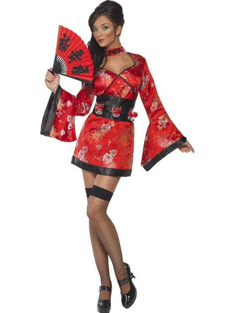 Geisha Girl Costume Ladies Japan Kimmono Fancy Dress Outfit 8 14 Ebay