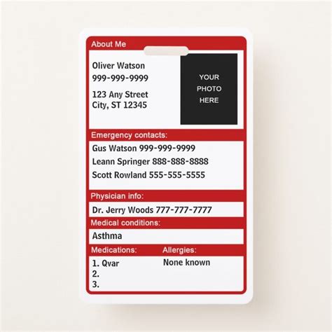 emergency medical id card badge zazzlecom   emergency