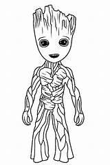 Galaxy Coloring Guardians Groot Pages Kids Simple Children Super Heroes sketch template
