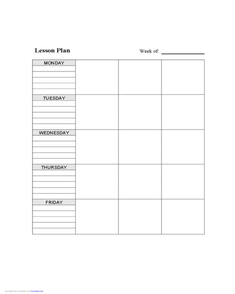 lesson plan template fillable printable  forms handypdf