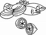 Seafood Coloring Pages Clams Fish Getcolorings Color sketch template