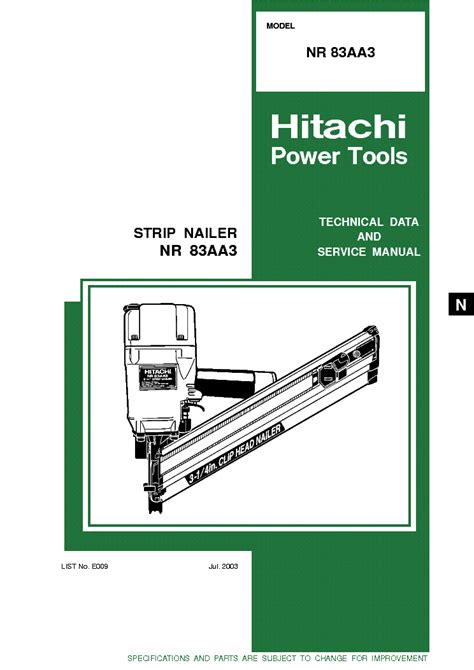 hitachi nraa strip nailer service manual  schematics eeprom repair info