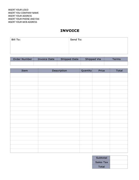 invoice templates printable  word