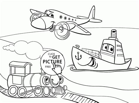 funny cartoon transportation coloring page  kids coloring