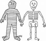 Skeleton Coloring Mummy Halloween Pages Kids Cliparts Printable Clipart Visit Clip Library sketch template