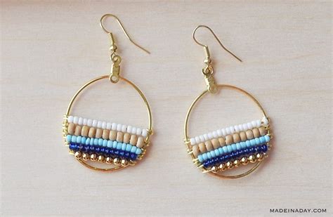 beachy boho beaded hoop earrings