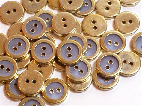 gold buttons goldtone  gray metal edged plastic buttons