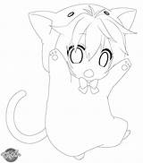 Chibi Neko Lineart Kirara Line Cat Deviantart Group Templates sketch template