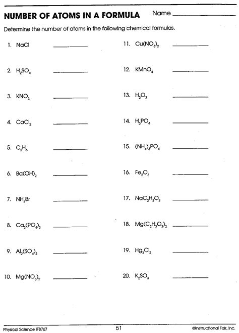 number  atoms   formula worksheet answers worksheet