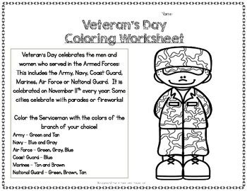 veterans day coloring worksheet  simple sped solutions tpt