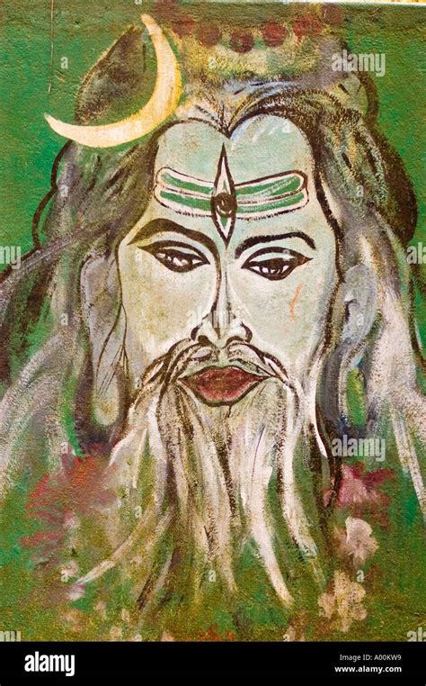 hindu god shiva face close  mural  darjeeling west bengal india