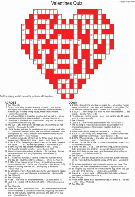 valentines crossword quiz