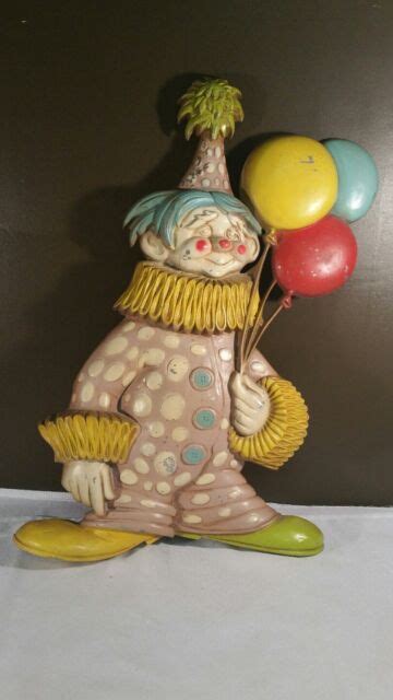 Vintage 1967 20 Sexton Metal Clown With Balloons Wall Hanging