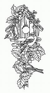 Coloring Pages Birdhouse Bird House Colouring Printable Vine Adult Sheets Template Coloringhome Engraving Christmas Popular Choose Board Decorative sketch template