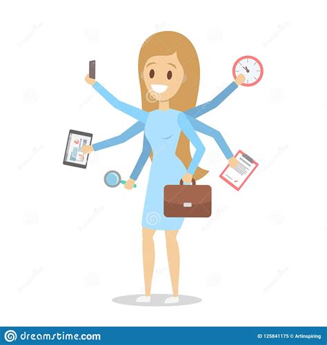 Multitasking Business Woman Effective And Talented Employee Stock