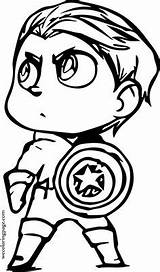 Chibi Captain America Coloring Small Pages Draw sketch template