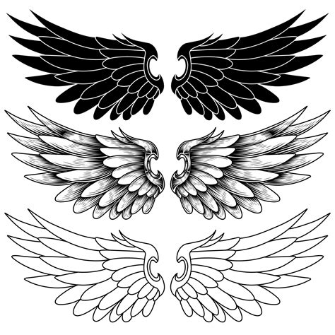 Free Vector Angel Wings Tattoo Tribal Outlime And Line Art Design