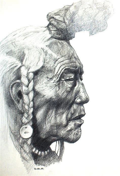 native american portrait  erre prod pencil drawing dibujo