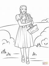 Oz Wizard Coloring Pages Dorothy Toto Dog Holding Color Sheets Print Basket Witch Printable Characters Kids Good Her Emerald Glinda sketch template