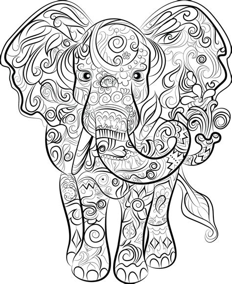 elephant drawing instant   print  colour elephant