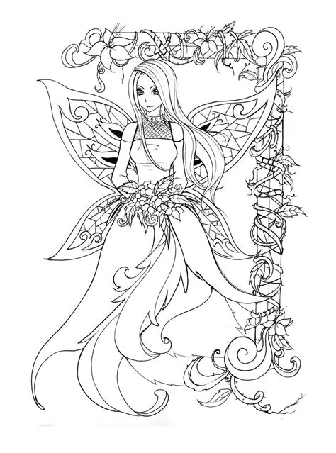 coloring page   fairy holding  flower