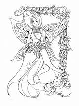 Feen Lineart Fairies Adulte Colouring Elfen Ausmalen Erwachsene Ausmalbild Elfo Fae sketch template