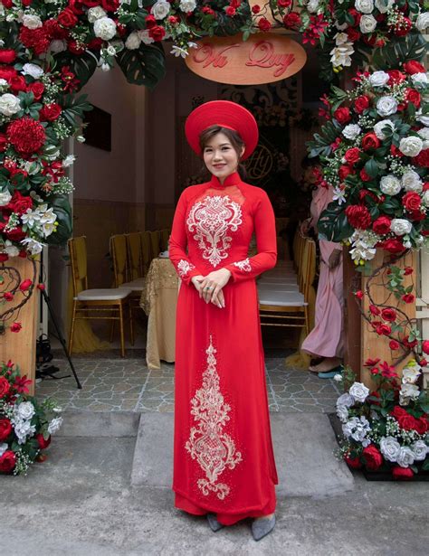 red wedding ao dai beautiful   measure vietnamese dress   markvy ao dai