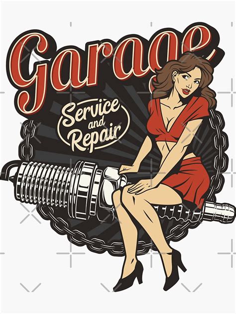 vintage garage pinup girl sticker by renju1902 redbubble