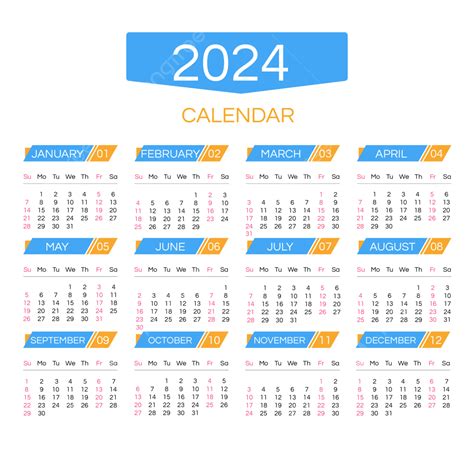 kalender  geometri biru sederhana dua ribu dua puluh empat bulan kalender png  vektor