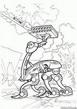Coloring Robot Futuristic Walking Pages Salvo Fire System Wars sketch template