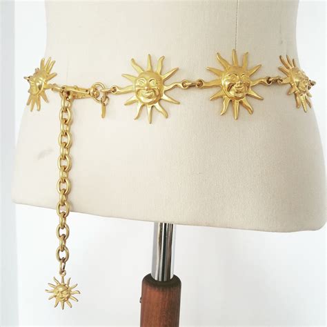 unique kitch goldtone sun charm chain belt chain belt sun belt gold tones
