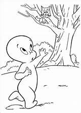Casper Ghost Friendly Fun Kids Coloring Pages Saves Cat sketch template