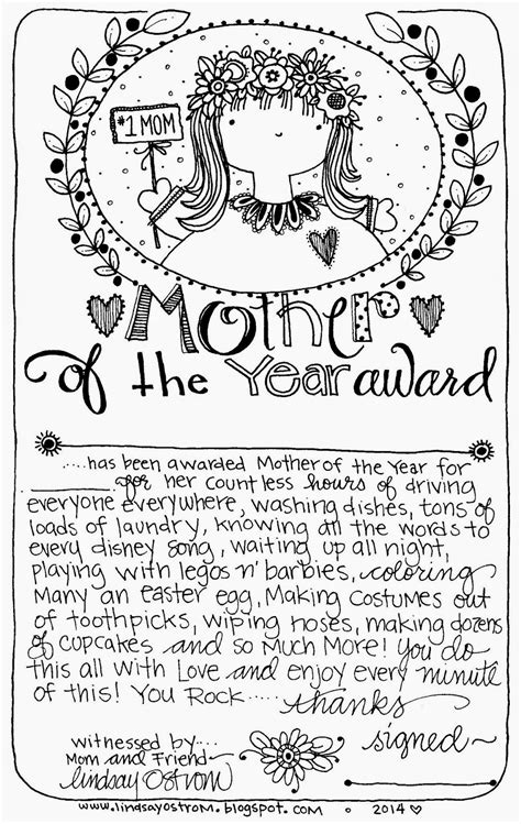 lindsay ostrom mothers day certificate