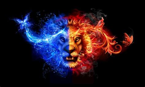 Blue Fire Lion Bing Images Fire Lion Fire Art Lion
