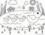 Coloring Pages Pond Frog Spring Popular sketch template