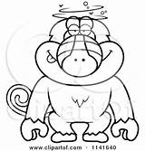 Baboon Monkey Cartoon Drunk Dumb Coloring Clipart Cory Thoman Outlined Vector 2021 sketch template