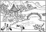 Landschaft Malvorlagen Bäumen Japanischer sketch template