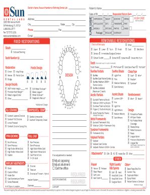 sun dental labs rx form fill  printable fillable blank