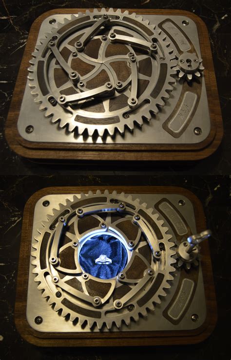 custom engagement ring box  locking mechanical iris