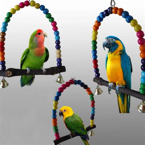 wooden bird parrot swing toys parakeet cockatiel lovebird budgie cage hanging  bird toys