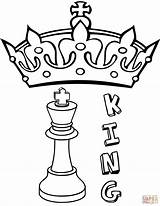 Chess Ajedrez Rey King Pieza Szachy Imprimir Kongen Supercoloring Kolorowanka Catur Publicdomainvectors Król Sjakk Bilde Szachowa Karikatur sketch template