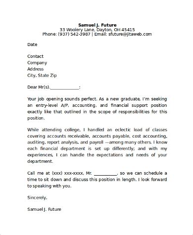 sample accounting cover letter templates   ms word